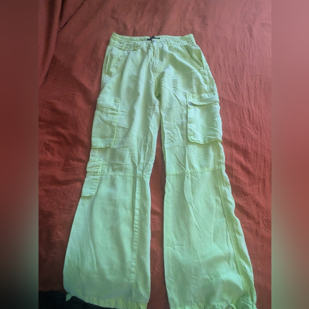 Forever 21 Mint Green Wide-Leg Cargo Pants